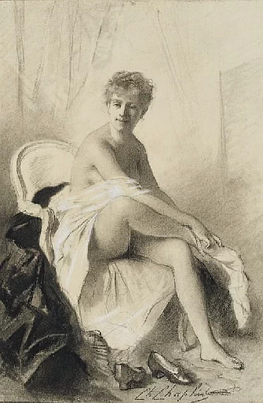 Charles Joshua Chaplin - Donna seduta che indossa le calze